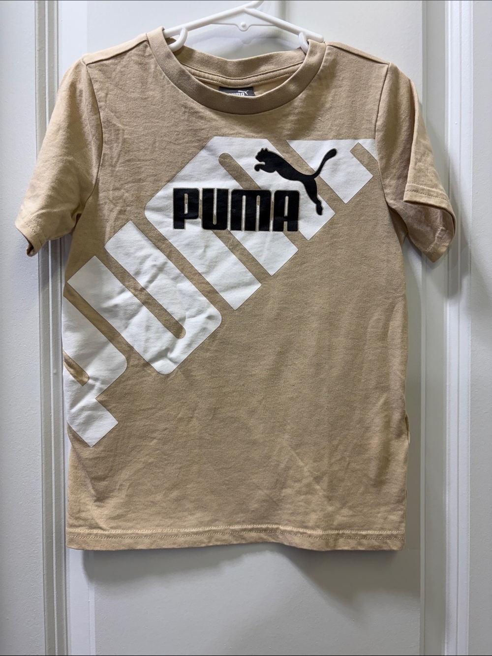 Puma Tan Short-Sleeve Tee with White & Black Logo